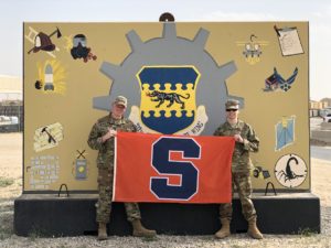 Joe Hernon with SU flag